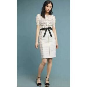 Beguile by Byron Lars White Giupure Lace Cocktail Carissima Sheath Dress Size 2